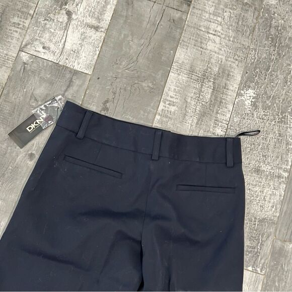 NWT DKNY Navy Blue Flat Front Mid Rise Long Bermuda City Dress Cuff Short 2 XS - Picture 3 of 9